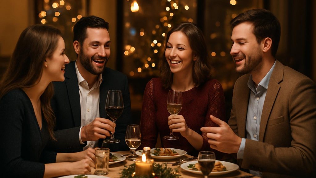 Gruppo di adulti in contesto sociale per Capodanno